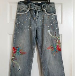 Unique Vintage Rhinestone Pearl Jeans
